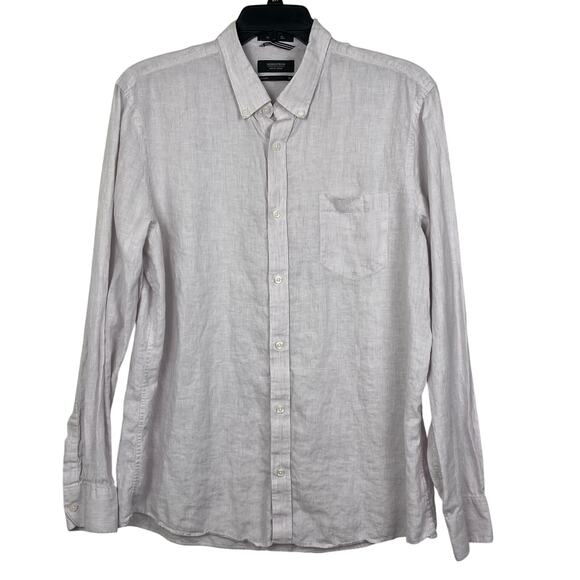 Nordstrom Men’s Linen Shirt men XL Slim fit 100% Linen Light lavender Color - Picture 1 of 7